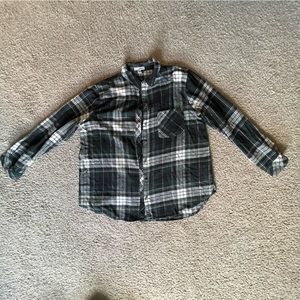 *DONATED* Sonoma | Women's Flannel Button-Down Shirt | Green Plaid | Size L